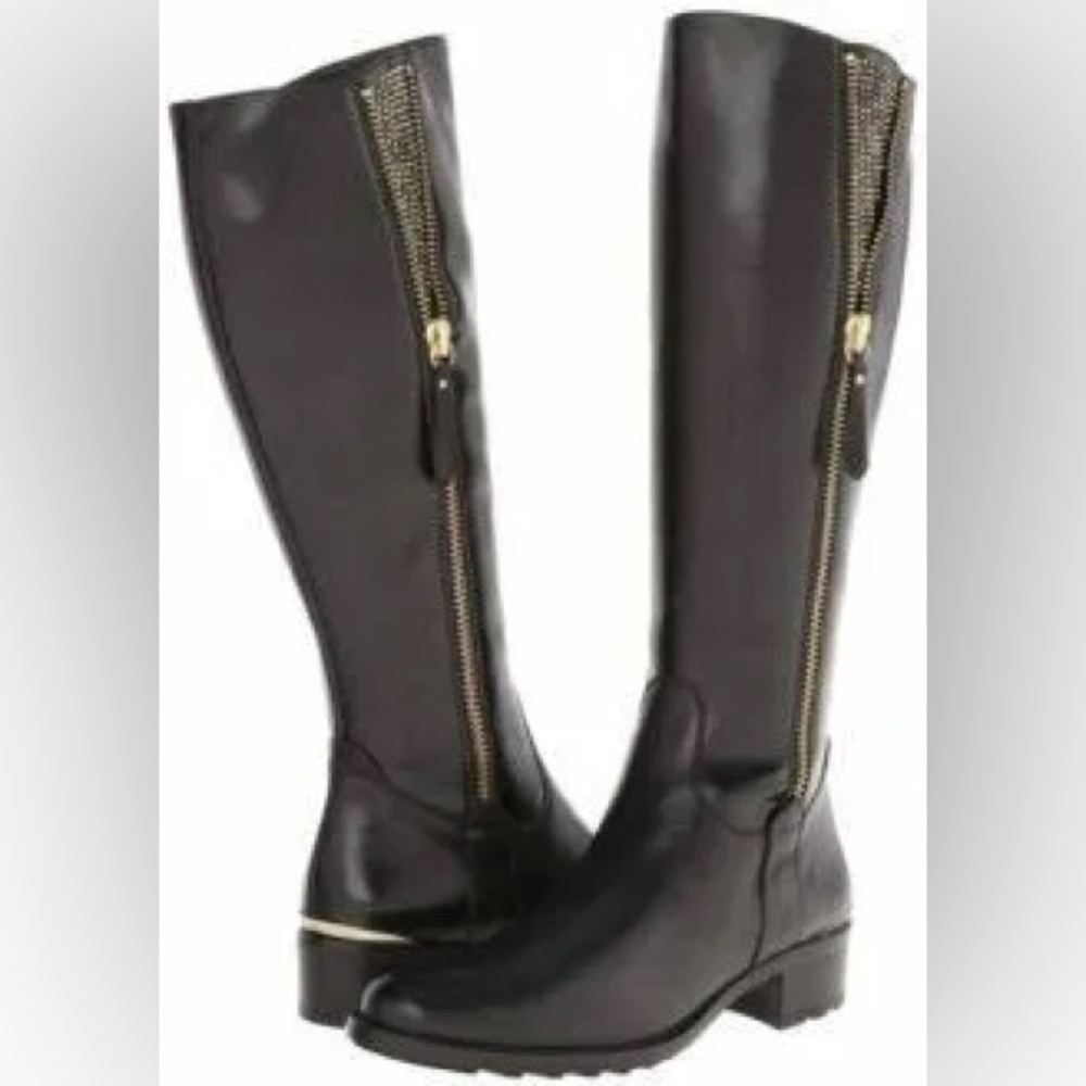 Paul Green Women's Affina Boo Black Leather Knee Zip Boots